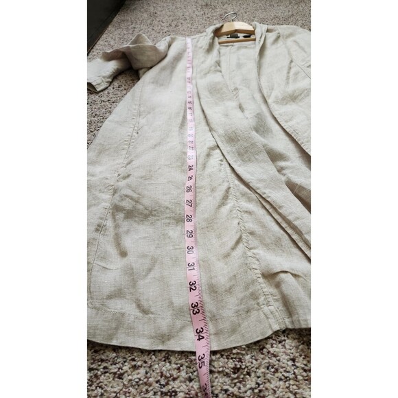 Tahari women's 100% Linen white Tunic open front jacket coat Size large - Picture 4 of 6
